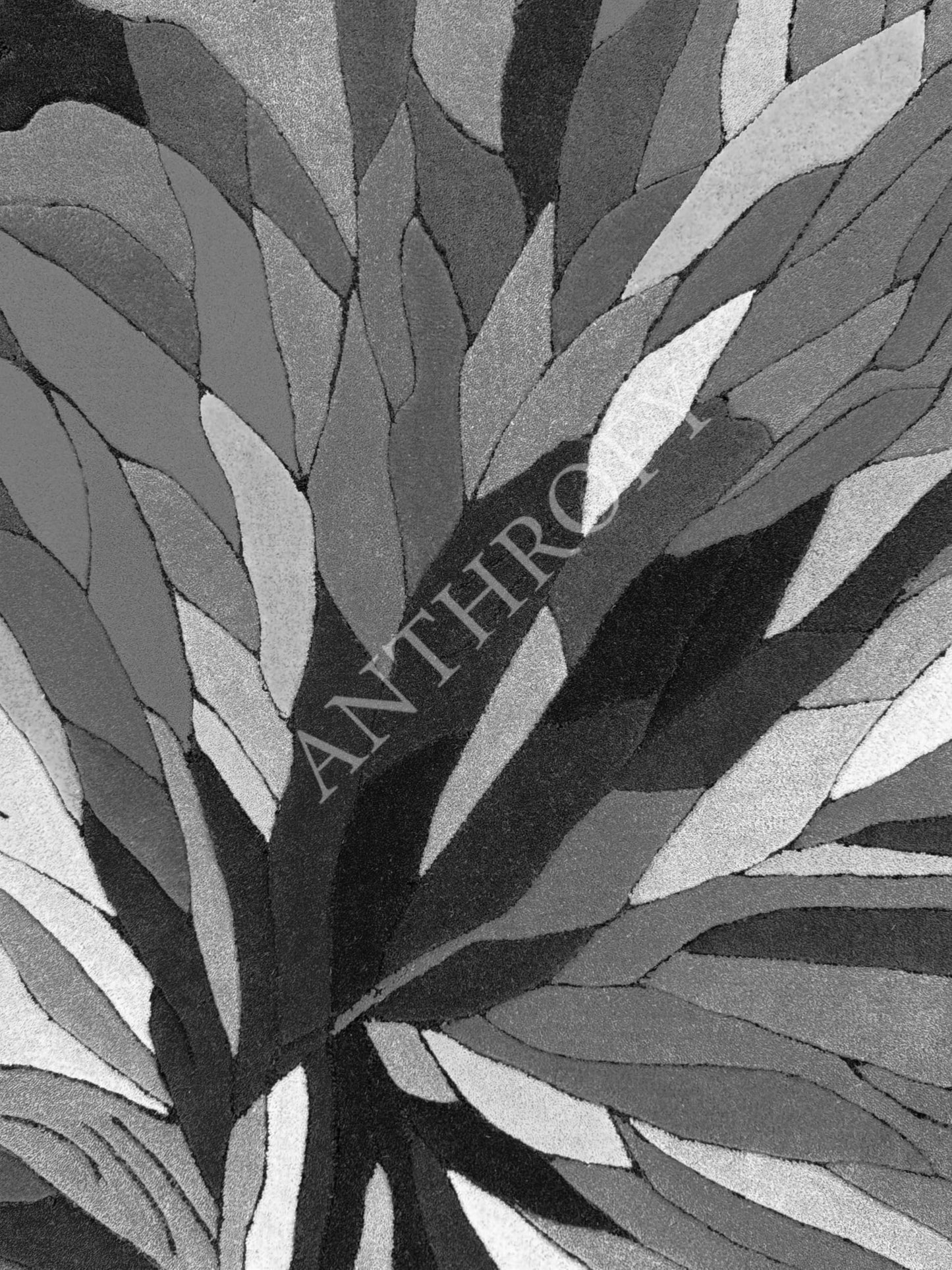 Anthrofy Irregular Shape Wool Area Rug – 10’ x 14' – Grey Color Handmade Unique Contemporary Botanical Design – Thick & Soft Rugs for Living Room, Bedroom