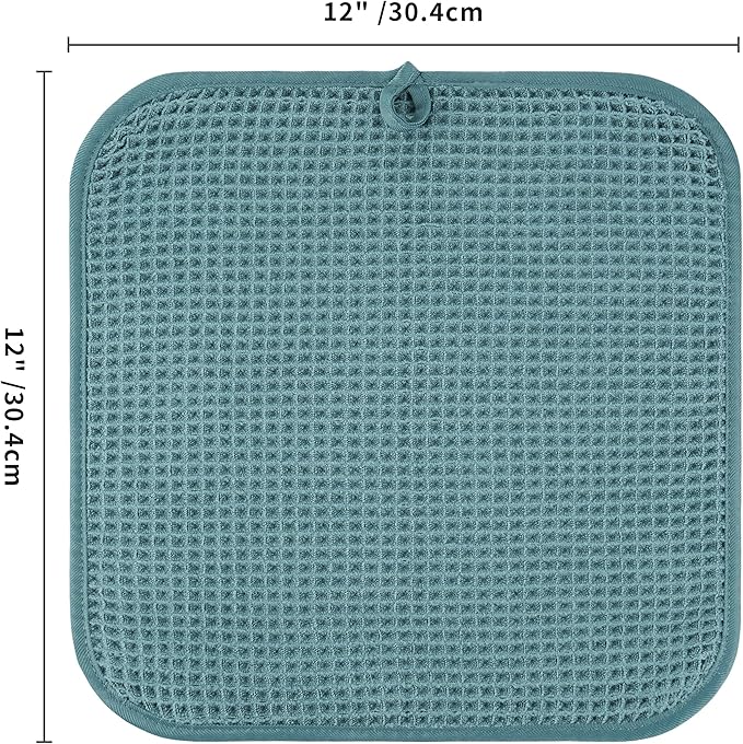 Microfiber Waffle Face Towels, 4 Pieces, Fast Drying, Lint Free 430 GSM