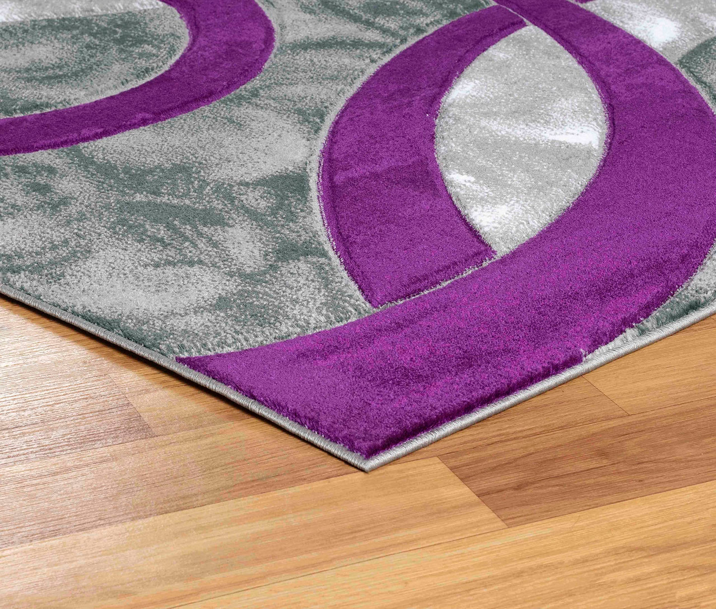 GLORY RUGS Area Rug Modern 4x6 Purple Circles Geometry Soft Hand Carved Contemporary Floor Carpet Fluffy Texture for Indoor Living Dining Room and Bedroom Area
