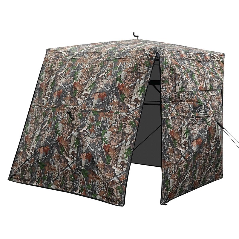 Hunting Blind 360 See Through Ground Blind for Turkey & Deer Hunting, 2-3 Person Pop Up Camouflage Tent
