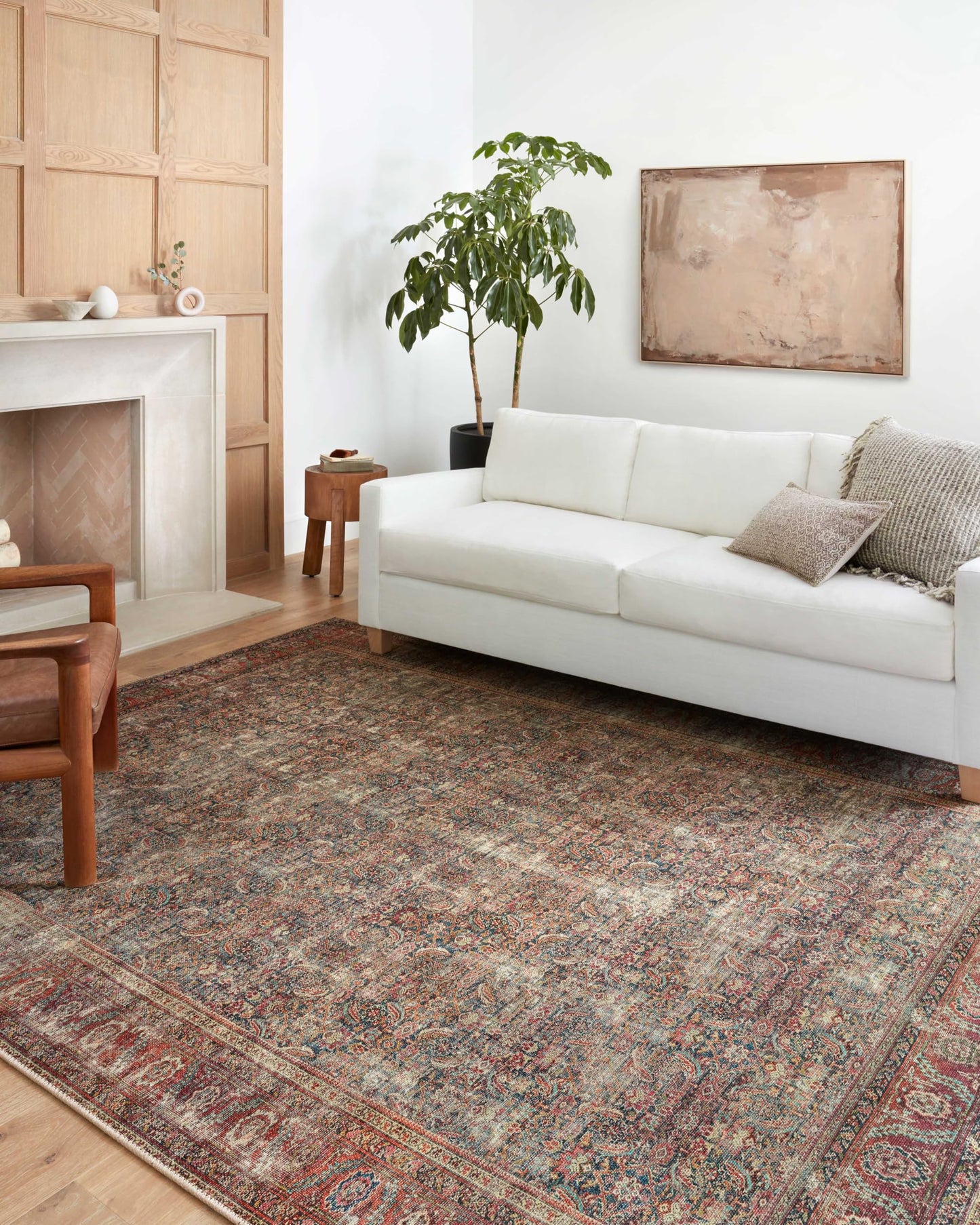Loloi Wynter Collection WYN-09 Onyx/Multi 5'-0" x 7'-6" Area Rug, .13" Thick, Area Rug, Soft, Durable, Printed, Vintage Inspired, Low Pile, Non-Shedding, Easy Clean, Living Room Rug