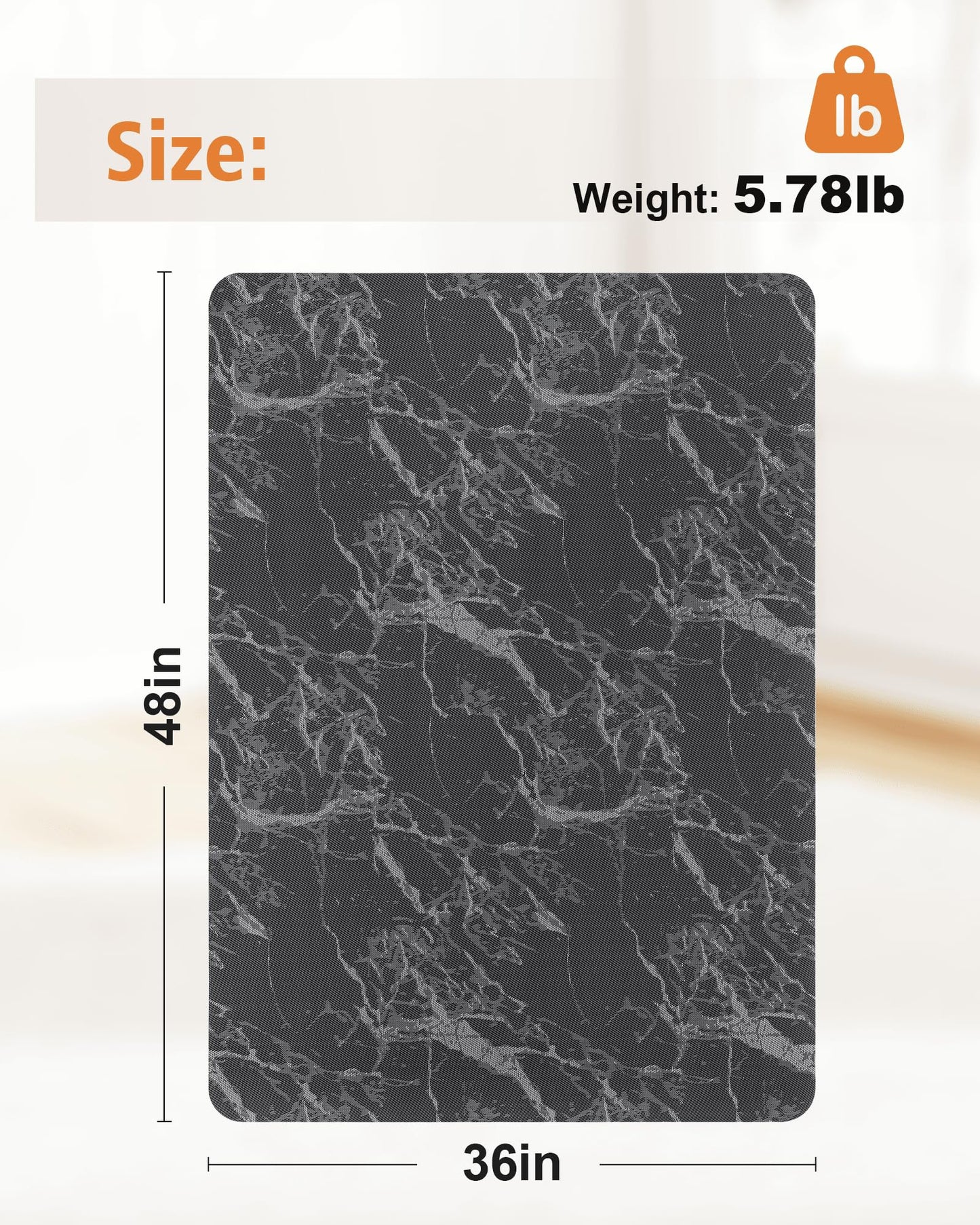 Carvapet Luxury Carrara Marble Office Chair Mat for Hardwood Floor - 36x48 Inch Acoustic Noise-Dampening Desk Carpet, Smooth Glide Heavy Duty Floor Protector for Rolling Computer Gaming Chairs