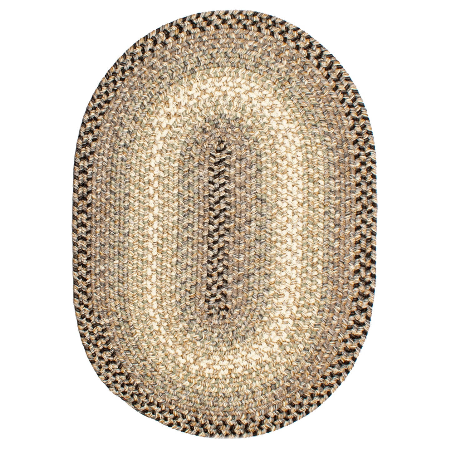 Super Area Rugs Braided Rugs 2X3 Farmhouse Kitchen Rug - Ridgewood Gray Braided Rug for Living Room - Reversible - Indoor/Outdoor - Made in USA - Graphite/Beige, 2' X 3' Oval