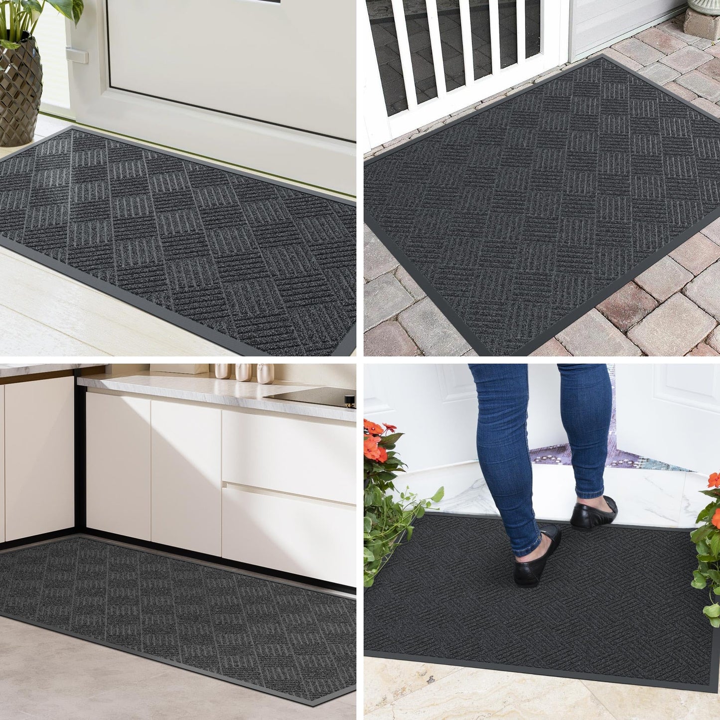 Futurwit Front Door Mat, 5' x 3' Heavy Duty Indoor Outdoor Doormat, Non-Slip Backing Welcome Mats for Entryway, Low Profile, Commercial Door Mats
