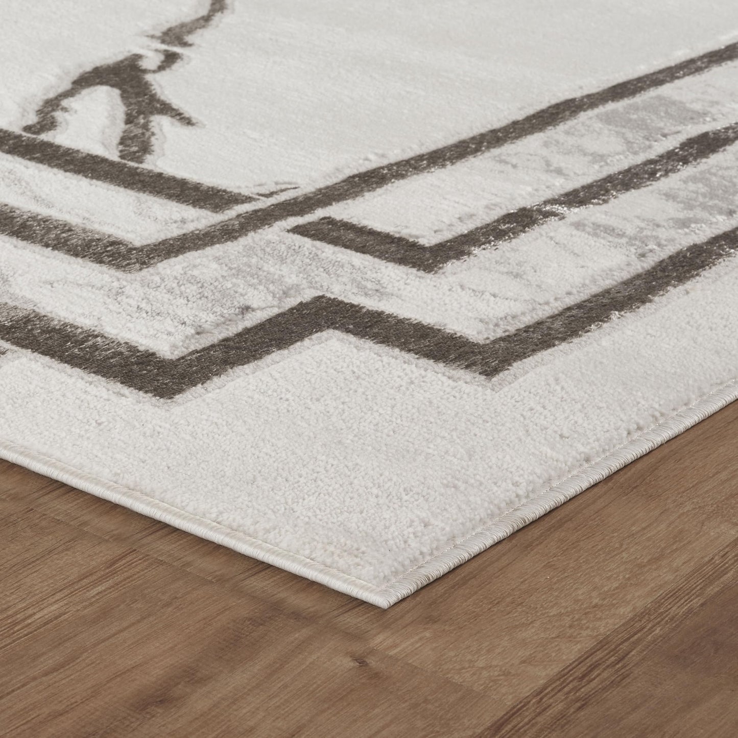 GLORY RUGS Area Rugs Marble 8x10 Cream Silver Border Carpet Elegant Modern Abstract Rug Living Room Dining Bedroom Rug