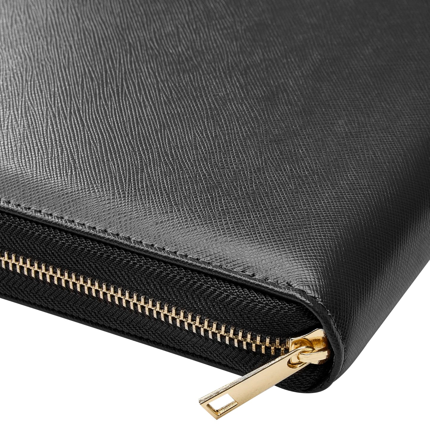 Gallaway Leather Genuine Leather Zippered Portfolio Organizer, Executive Business Binder Padfolio for Men and Women, Holder for Notebook Planner,Resume,Documents,Cards and iPad (Black)