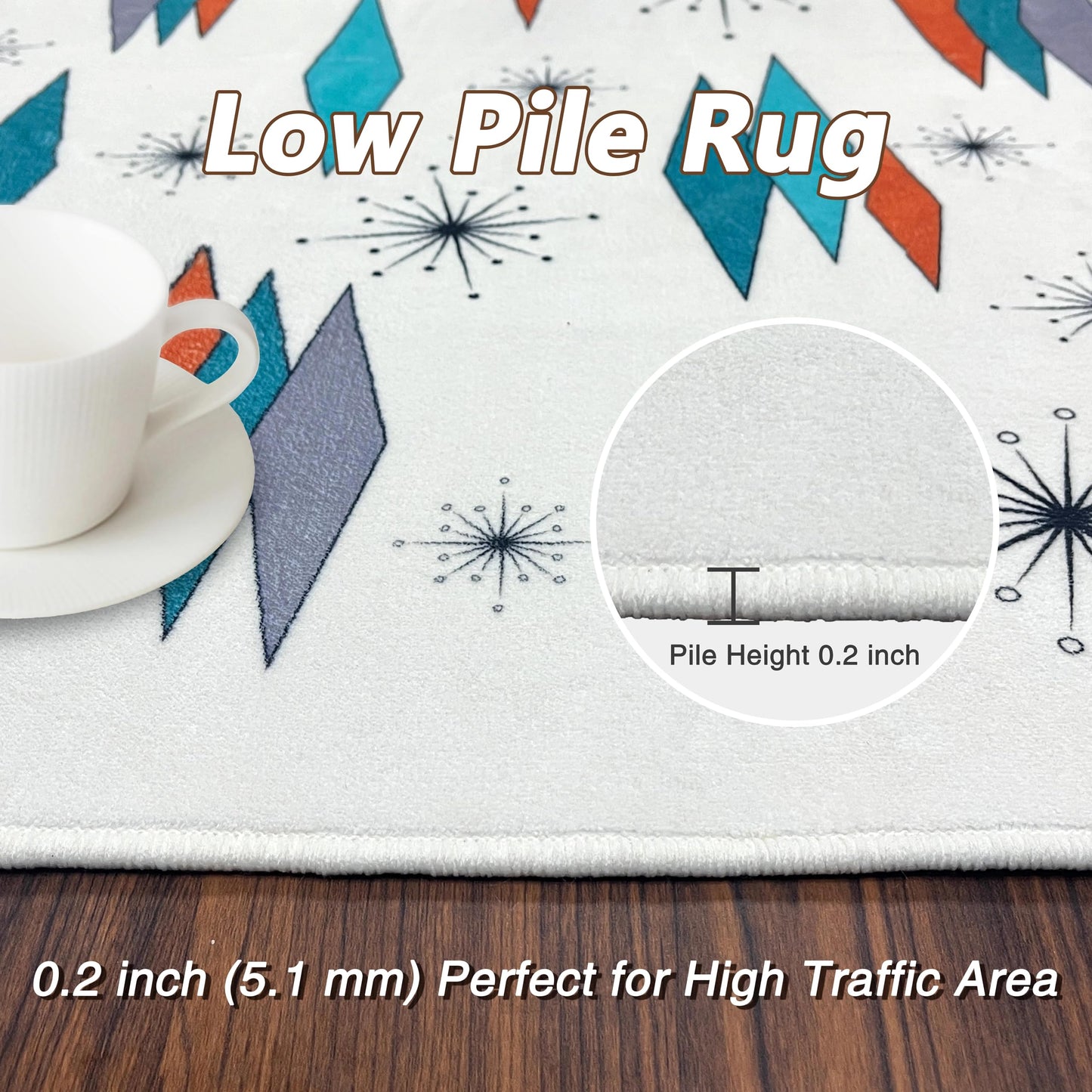 Mid Century Modern Small Entryway Rug Carpet 2'x'3 Non Slip Washable Atomic Retro Front Door Mat Indoor Entrance for Kitchen Bathroom Bedroom, Entry Rug Indoor Doormat