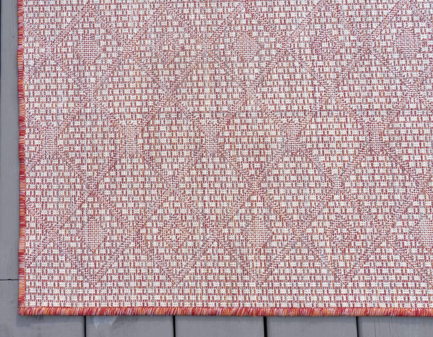 Unique Loom Outdoor Trellis Collection Area Rug - Tribal Trellis (2' x 6' 1" Runner, Rust Red/ Ivory)