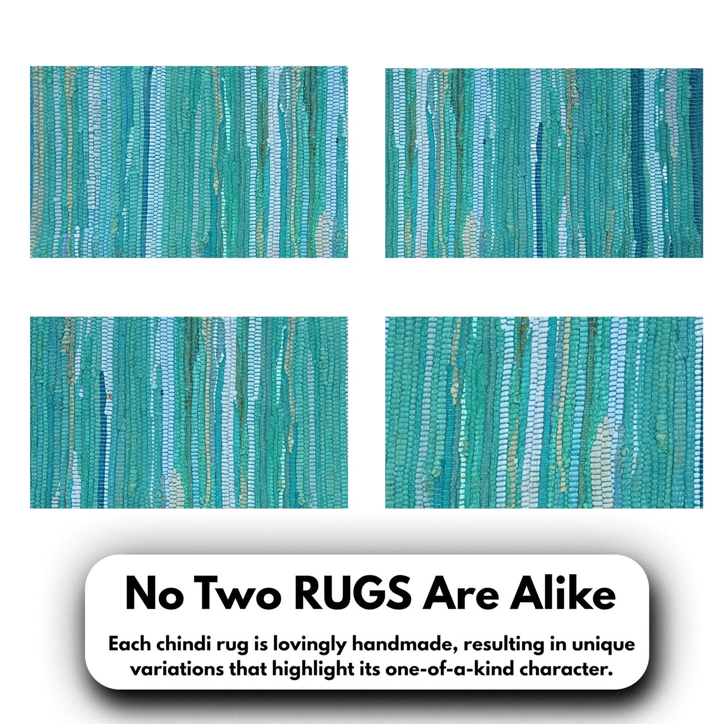 Cotton Hand Woven Chindi Rug 2x3 Feet - Teal, Reversible Accent Front Door Mat Ideal for Kitchen, Entryway, Laundry Room | Green Durable Farmhouse Indoor Outdoor Floor Rag Rugs Ideal for Kids Space