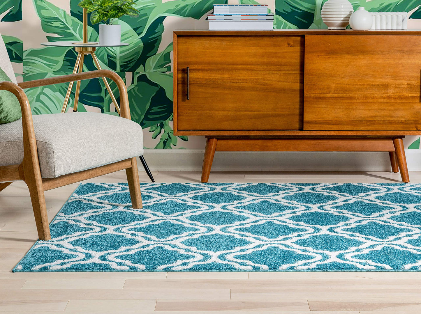 Well Woven Ruby Echo Shapes & Circles Geometric Ivory and Beige 5 by 7 Rug - Abstract Modern Thick Pile Carpet, Soft Durable Easy Care Floor Covering, Contemporary Neutral Geometric Pattern