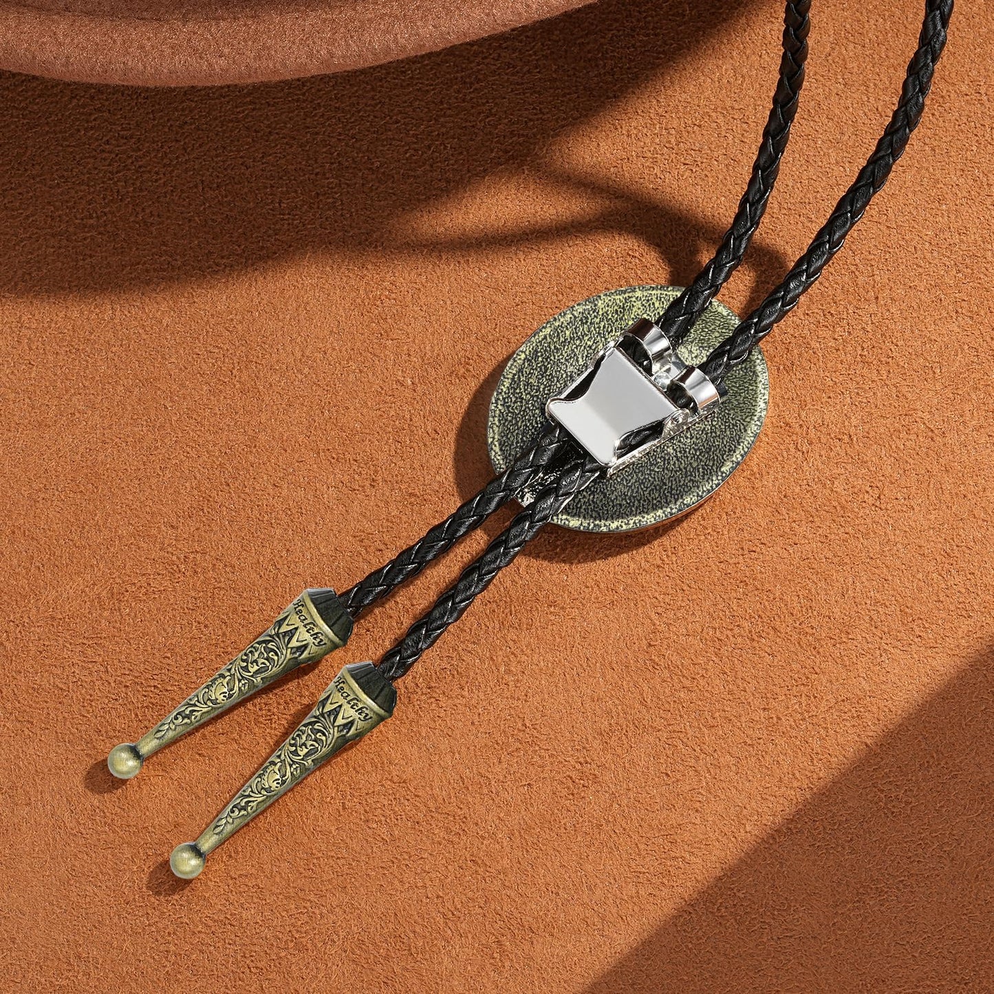 Sintcach Bolo Tie for Men Women, Western Cowboy Initial Letter Bolo Ties, Vintage Leather Necktie Western Accessories Cowboy Gifts, R
