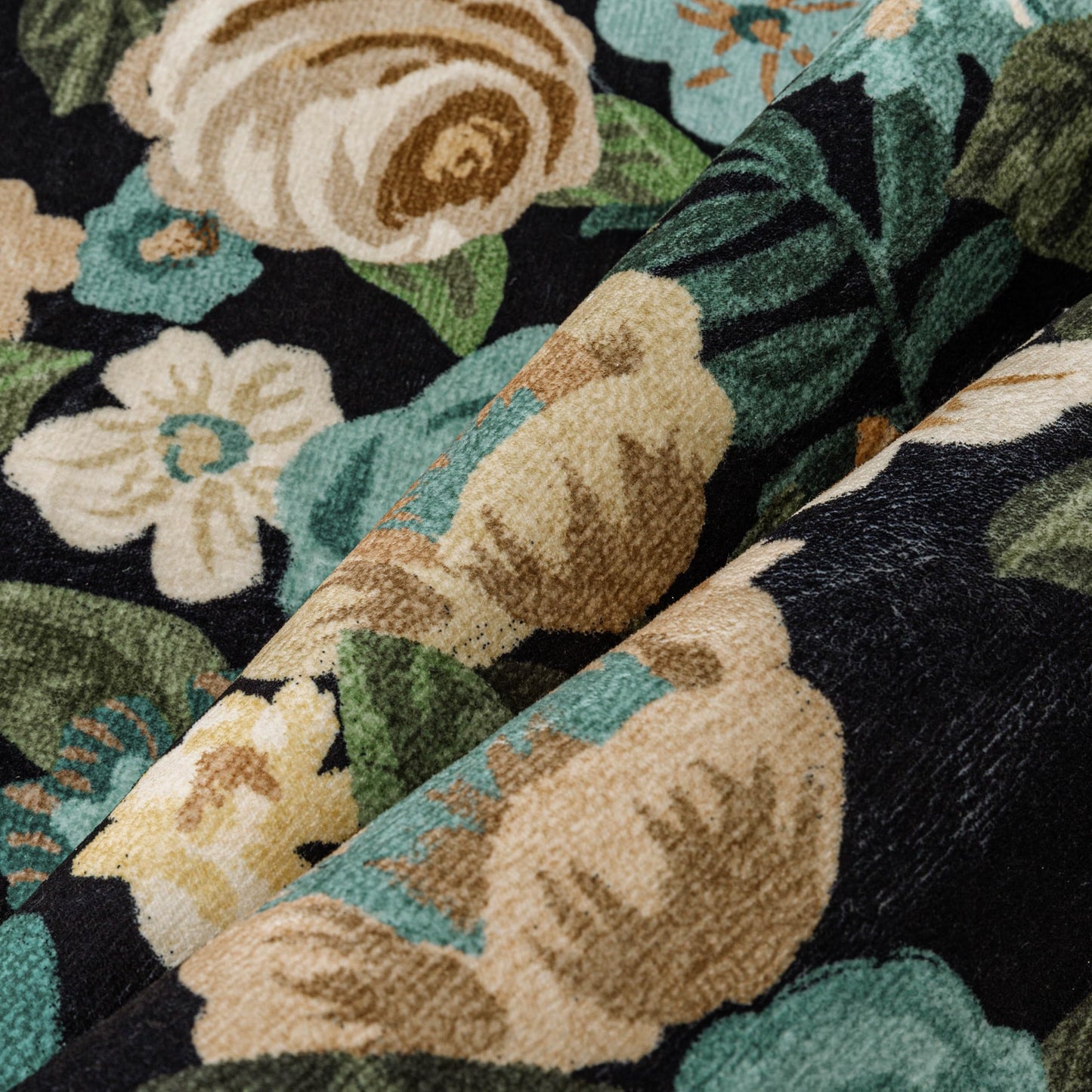 PureCozy Washable Floral Area Rug 6x9 Black Living Room Large Carpet Bedroom Scalloped Flower Non Slip Soft Throw Rug Farmhouse Low Pile Thin Indoor Floor Cover for Dining Room Office