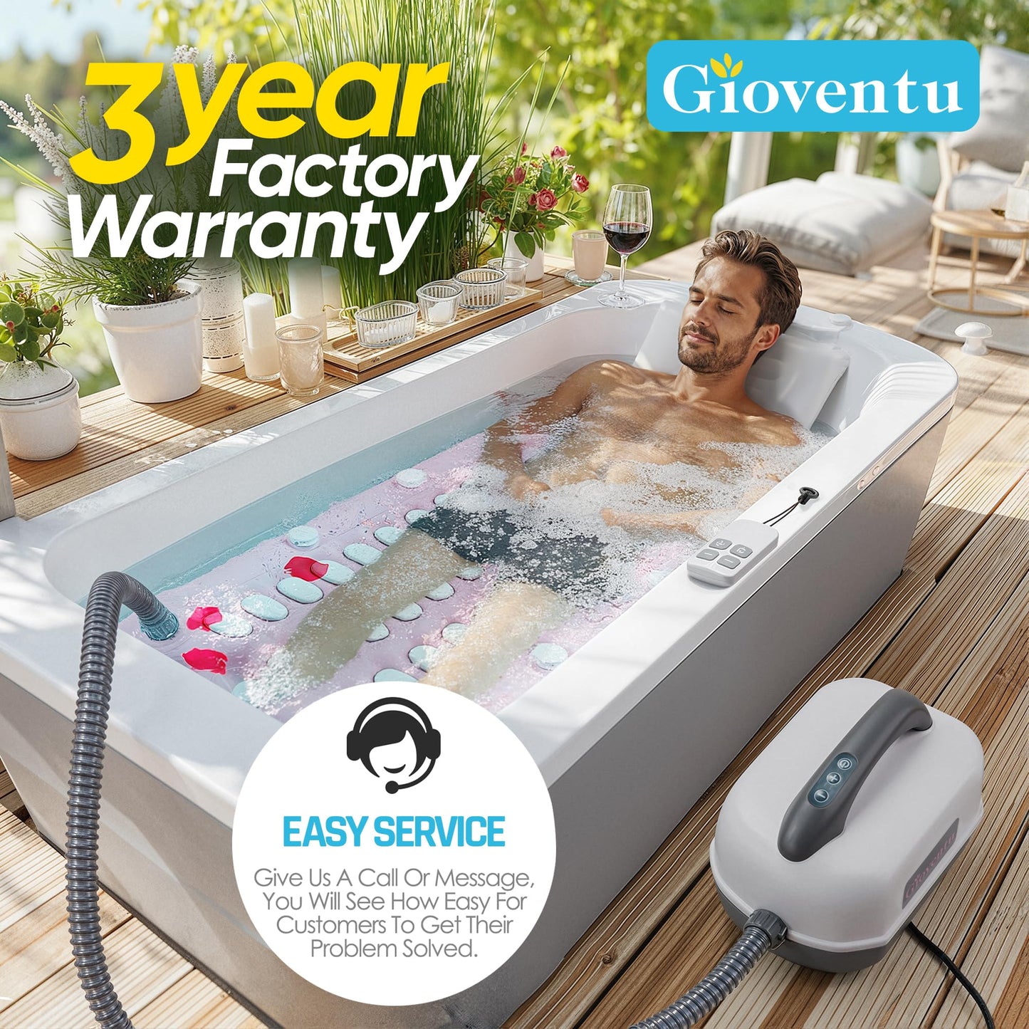 Upgraded Bathtub Spa Mat, Portable Spa Bubble Bath Massager with 6 Adjustable Settings, Upgraded Non-Slip Design and Remote Control, Hot Tub Jet Mat for Bathtub at Home, Full-Body Support