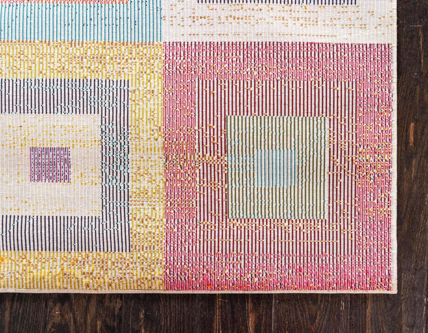 Unique Loom Estrella Collection Colorful, Geometric, Squares Modern, Abstract Area Rug (7' 0 x 10' 0 Rectangular, Multi/Beige)