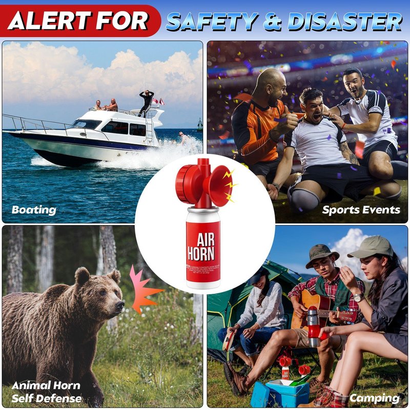 Saillong 4 Pack 1.4oz Boat Air Horn for Safety, Loud Marine Air Horns Can, Mini Small Blow Fog Bear Horn, Emergency Use for Sporting Events, Boat, Animal Alarm