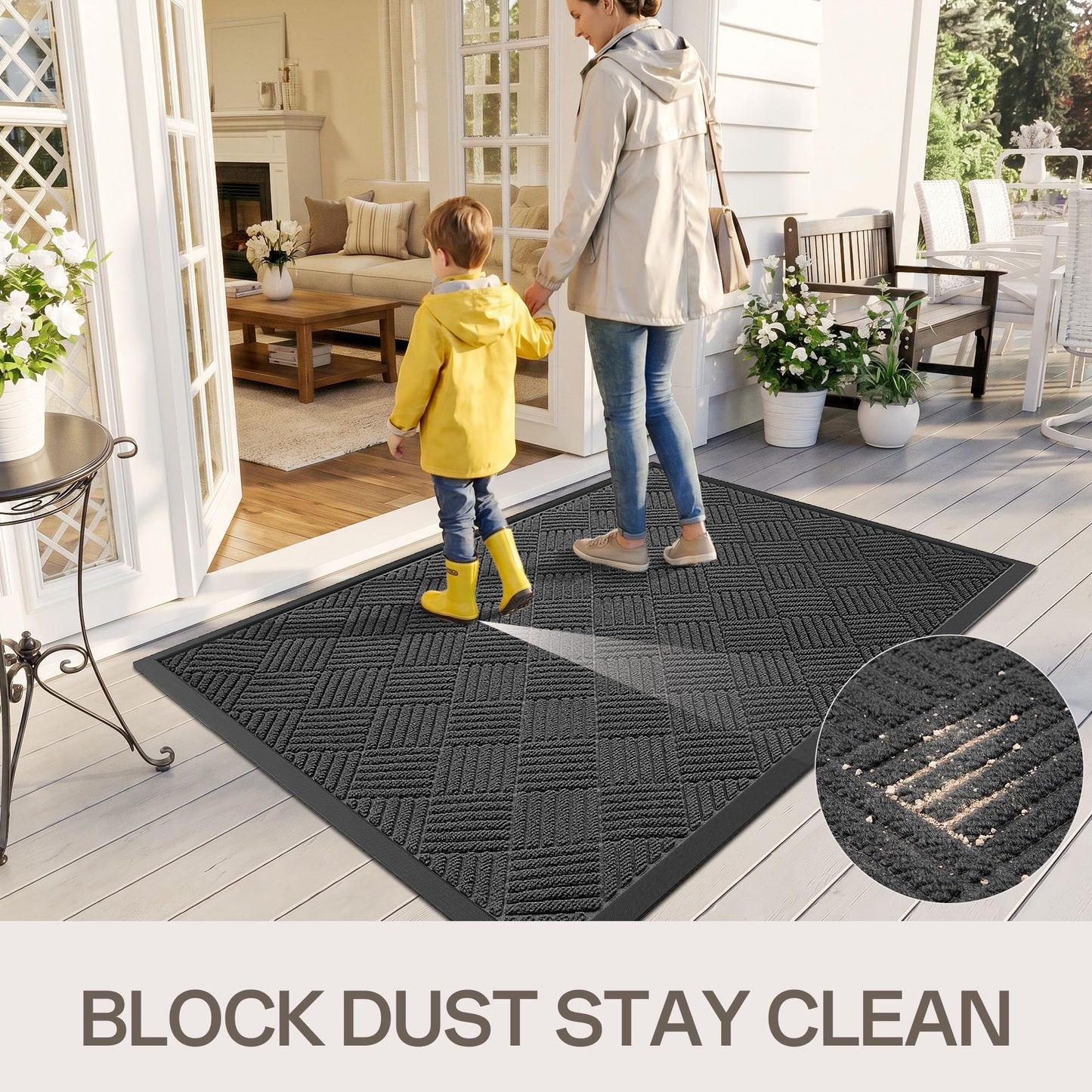 Amyracel Front Door Mat 36x48, Heavy Duty Durable Indoor Outdoor Entrance Doormat, All-Weather Dirt Trapper Waterproof Doormat, Fade Resistant, Non-Slip, Easy Clean Outside Patio Entryway Mat