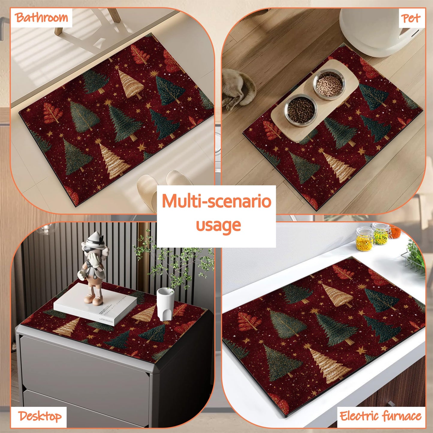 Christmas Tree Washer and Dryer Covers for the Top,Washing Machine Dust Cover Pad Anti-slip Absorbent Protector Mat for Washer Dryer Home Decor,23.6"x19.7"