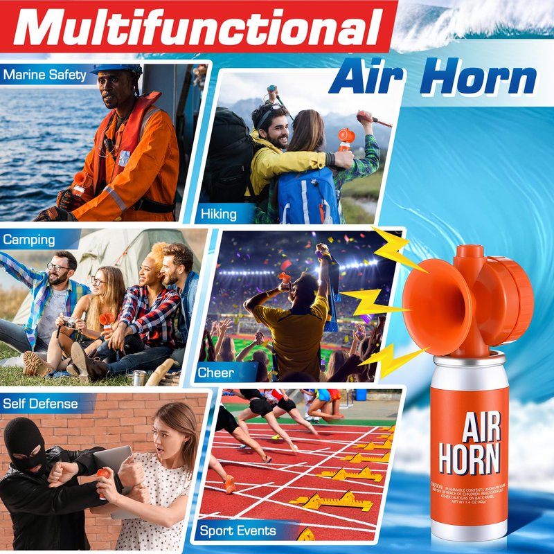 ElectricWise 1 Pack Air Horn 1.4oz, 122dB Loud Air Horns for Safety, Heard Up to 1/2 Mile Away, Small Boat Marine Horn Can, Meet US Coast Guard, Emergency Use for Marine Boating