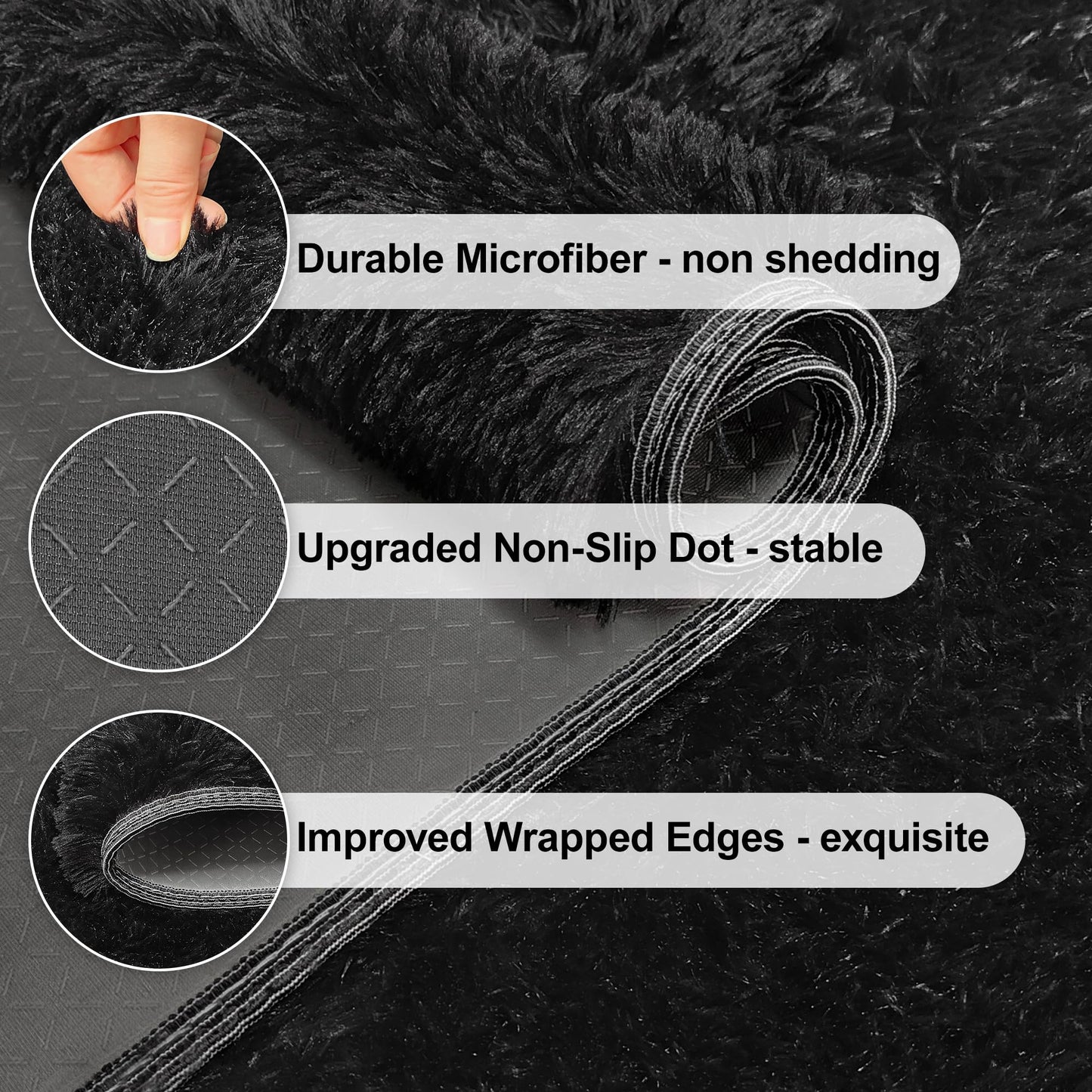 Black Runner Rugs,Runner Rug for Bedroom Living Room,Fluffy Soft Plush Shaggy Rugs,Non Slip Washable Fuzzy Carpet,2x6 Furry Small Black Rugs for Nursery Dorm Hallway Bathroom Kids Home Decor