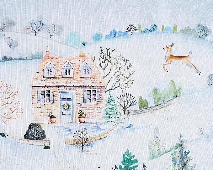 Maison d' Hermine Table Cloth Rectangle Table 100% Cotton 60 x 90 Inches Fall Tablecloth Reusable Everyday Use for Thanksgiving Christmas Decorations Dining Farmhouse Party (Snowy World)