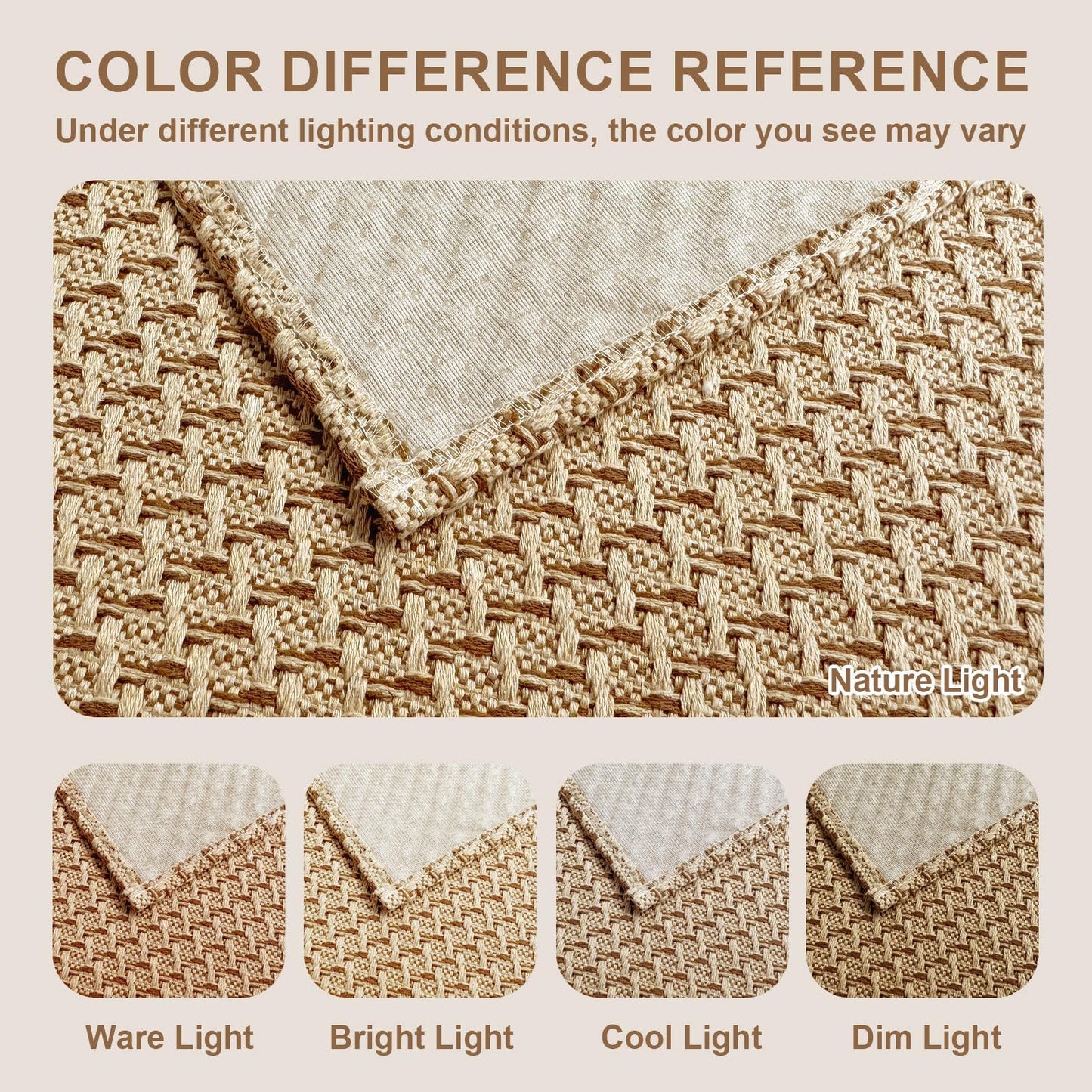 HAPACE Braided Rug Faux Jute Entryway Rug 2' x 3' Non-Slip Backing Machine Washable Natural Boho Stain-Resistant Area Rugs for Bathroom, Living Room, Doormat, Farmhouse, Laundry, Kitchen Light Brown