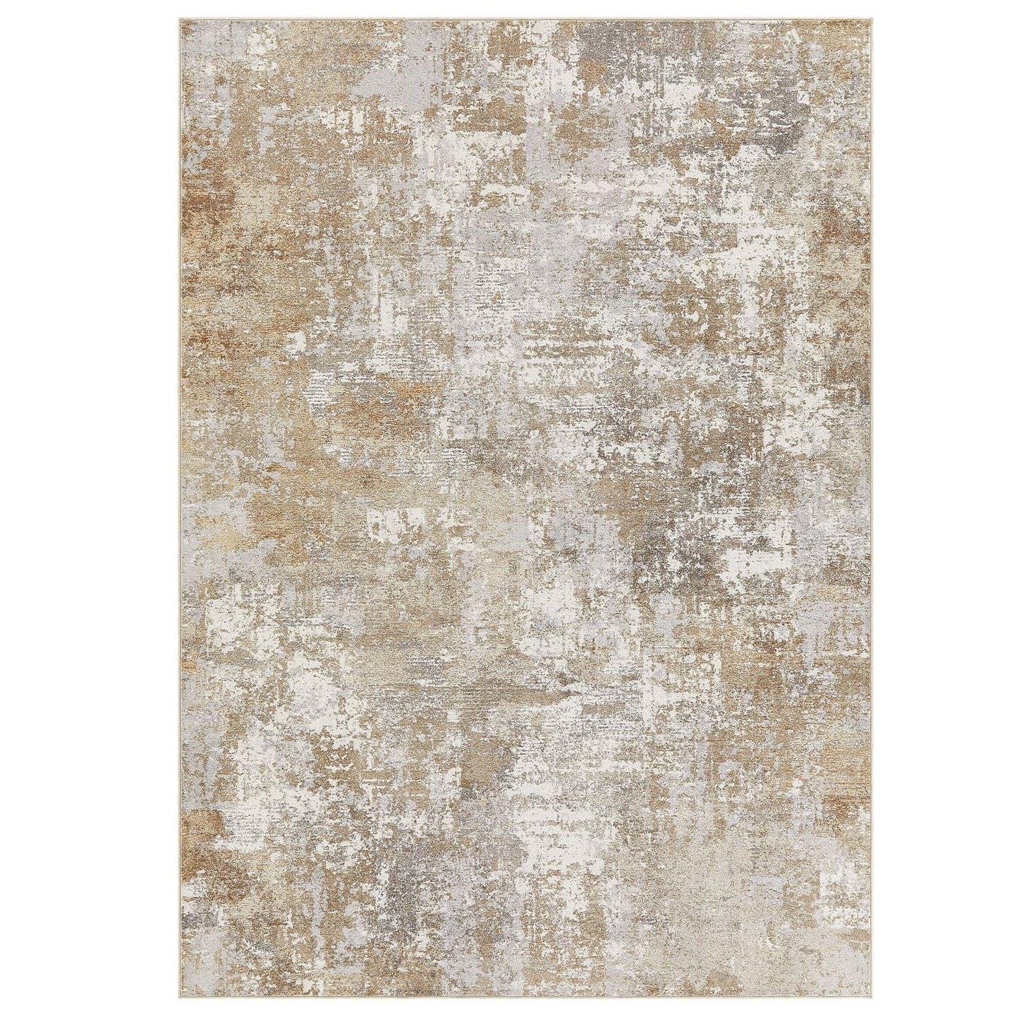 Tortania Washable 9x12 Area Rug for Living Room: Modern Abstract Neutral Large Soft Thin Rugs - Non Slip Indoor Carpet for Bedroom Dining Room Office Nursery Home Floor Decoration - Brown Grey