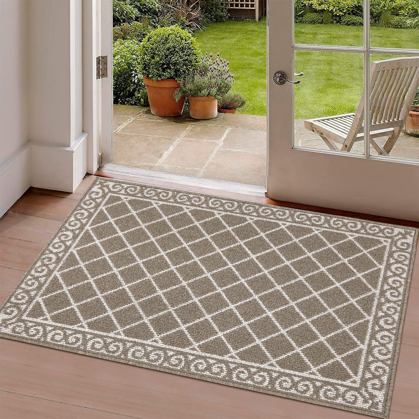 HEBE Indoor Door Mat 32"x48" Non Slip, Washable Welcome Mats for Front Door Entrance, Low Profile Dirt Trapper Doormat Entry Carpet for Entryway, Kitchen, Bathroom