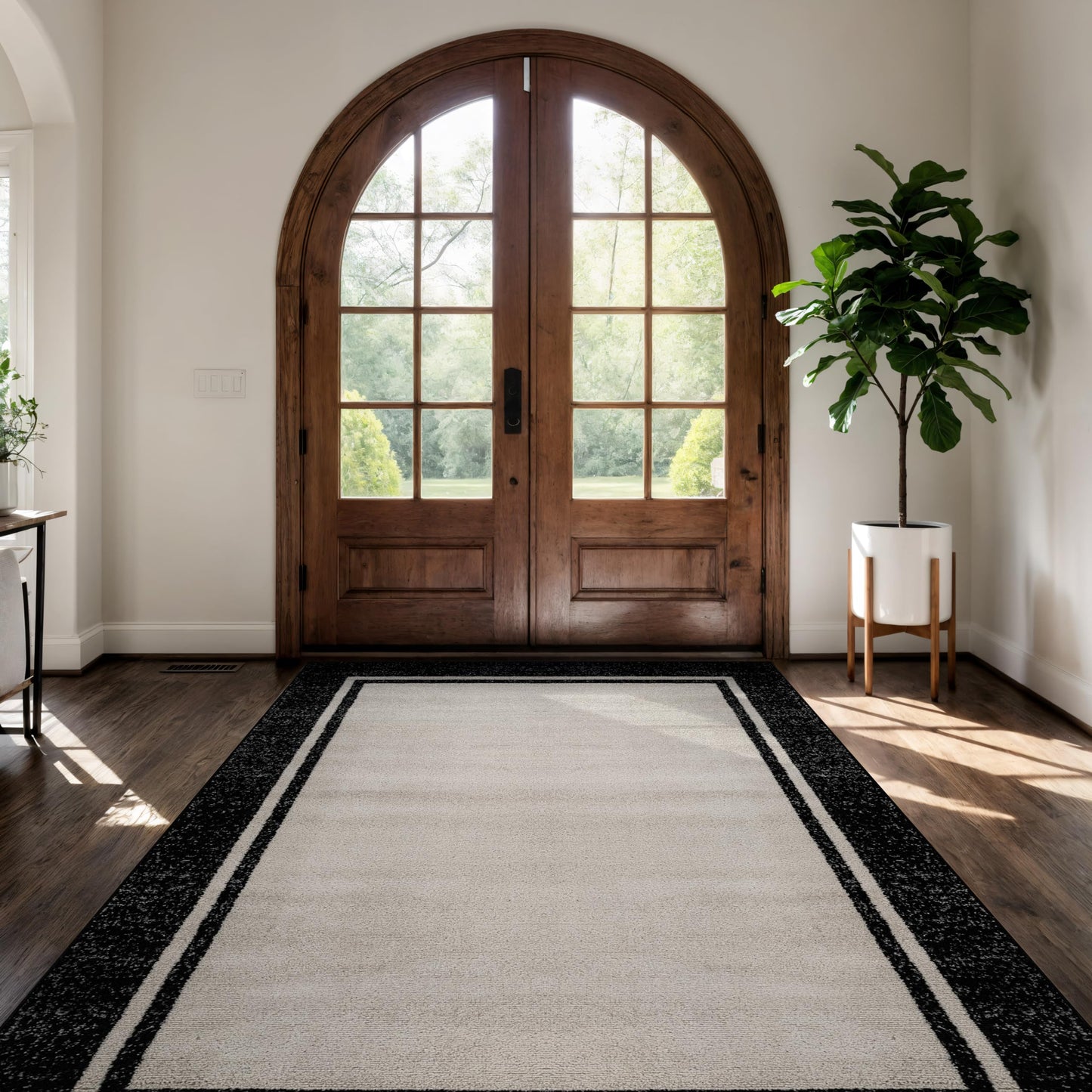Rugshop Modern Transitional Bordered Indoor Area Rug for Living Room,Bedroom,Kitchen Rug Low Pile Rug with Jute Backing 7' 10" x 10' Cream