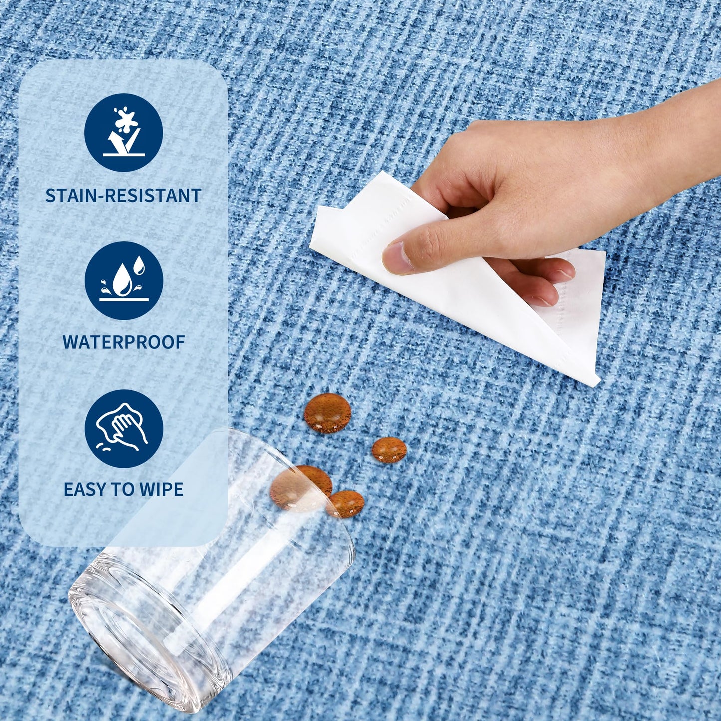 GarveeHome 4 x 6 Rug Non-Slip Washable Low-Pile Carpet - Scalloped Solid Blue Modern Minimalism Rugs for Bedroom Living Room Nursery Kitchen Entryway Indoor Mat with Rubber Back