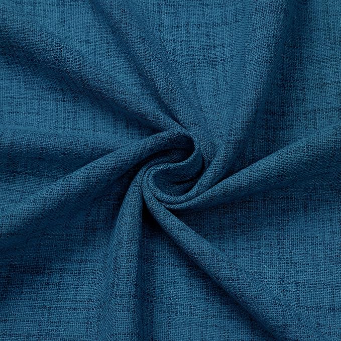 Tollpiz Linen Curtains Bedroom Rod Pocket Semi Sheer Curtain Burlap Light Filtering Thick Linen Drapes for Living Room, 54 x 84 inches Long, Classic Blue, Set of 2 Panels
