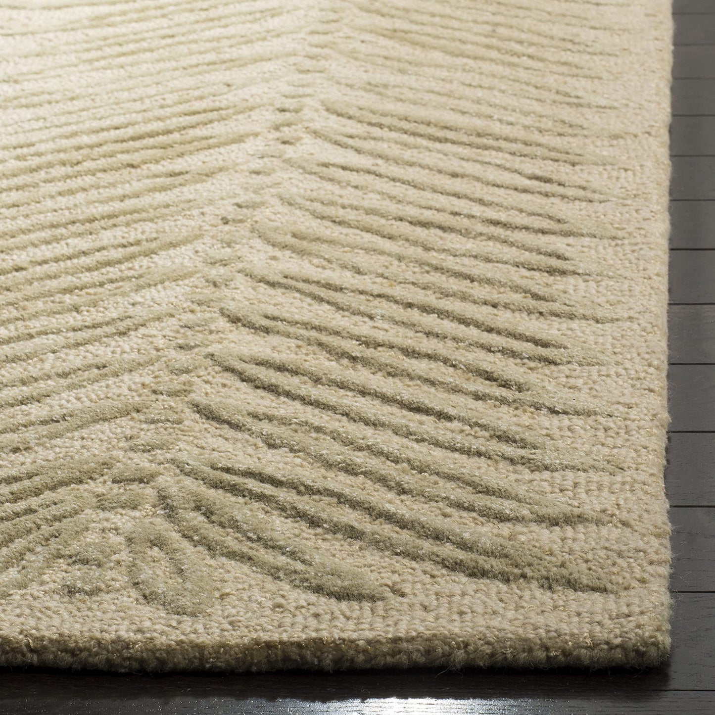 Martha Stewart x SAFAVIEH Area Rug Collection - 9' x 12', Oolong Tea Green, Handmade Wool & Viscose, Ideal for Living Room, Bedroom, Office, Dining Space (MSR3612B)