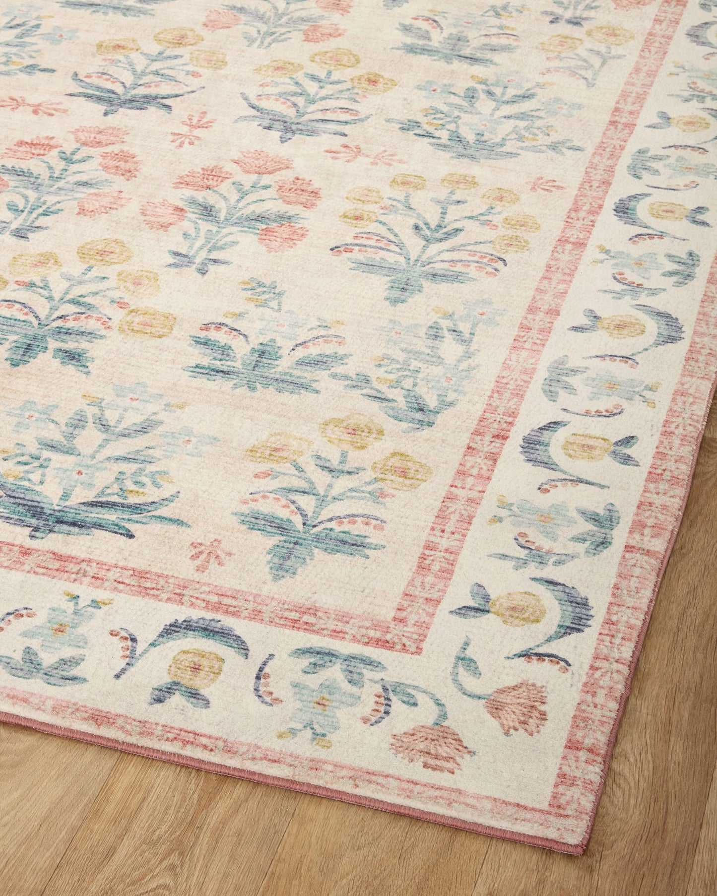 Loloi Rifle Paper Co. Eden Collection EDE-01 Mughal Rose Blush 7'-6" x 9'-6" Area Rug feat. CloudPile™