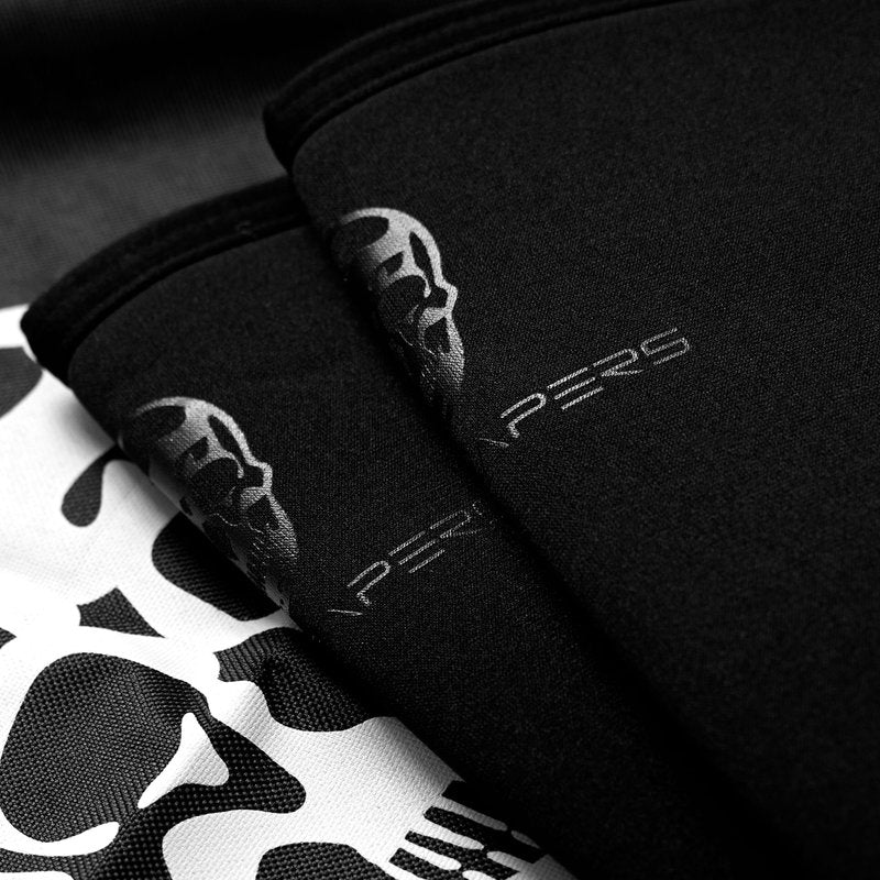 Gymreapers Knee Sleeves (1 Pair) with Gym Bag - IPF Approved - Support Compression Brace for Squats, Fitness, Weightlifting, Cross Training, Powerlifting - 7MM Neoprene Sleeves - For Men & Women (Black/Black, Large)