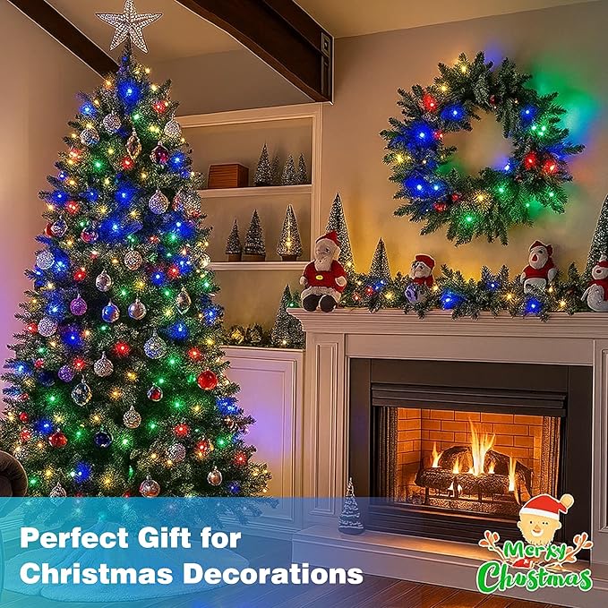 Christmas Lights 400 LED 131 FT, IP67 Waterproof Christmastree Lights with 8 Modes, Remote Control 3 Timers & Memory Function Xmas Decorations for House and Holiday (Multicolor)