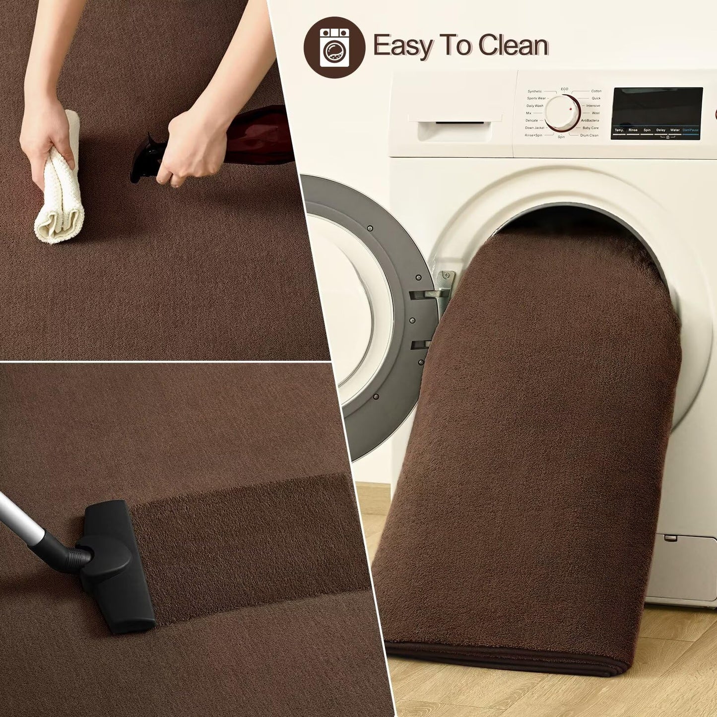 Vasofe 4x6 Area Rugs for Bedroom Living Room, Brown Rug Modern Thickened Memory Foam Throw Carpet, Super Soft Kids Boys Girls Room Rug, Non-Slip Washable Carpets for Dorm Nursery Classroom Office