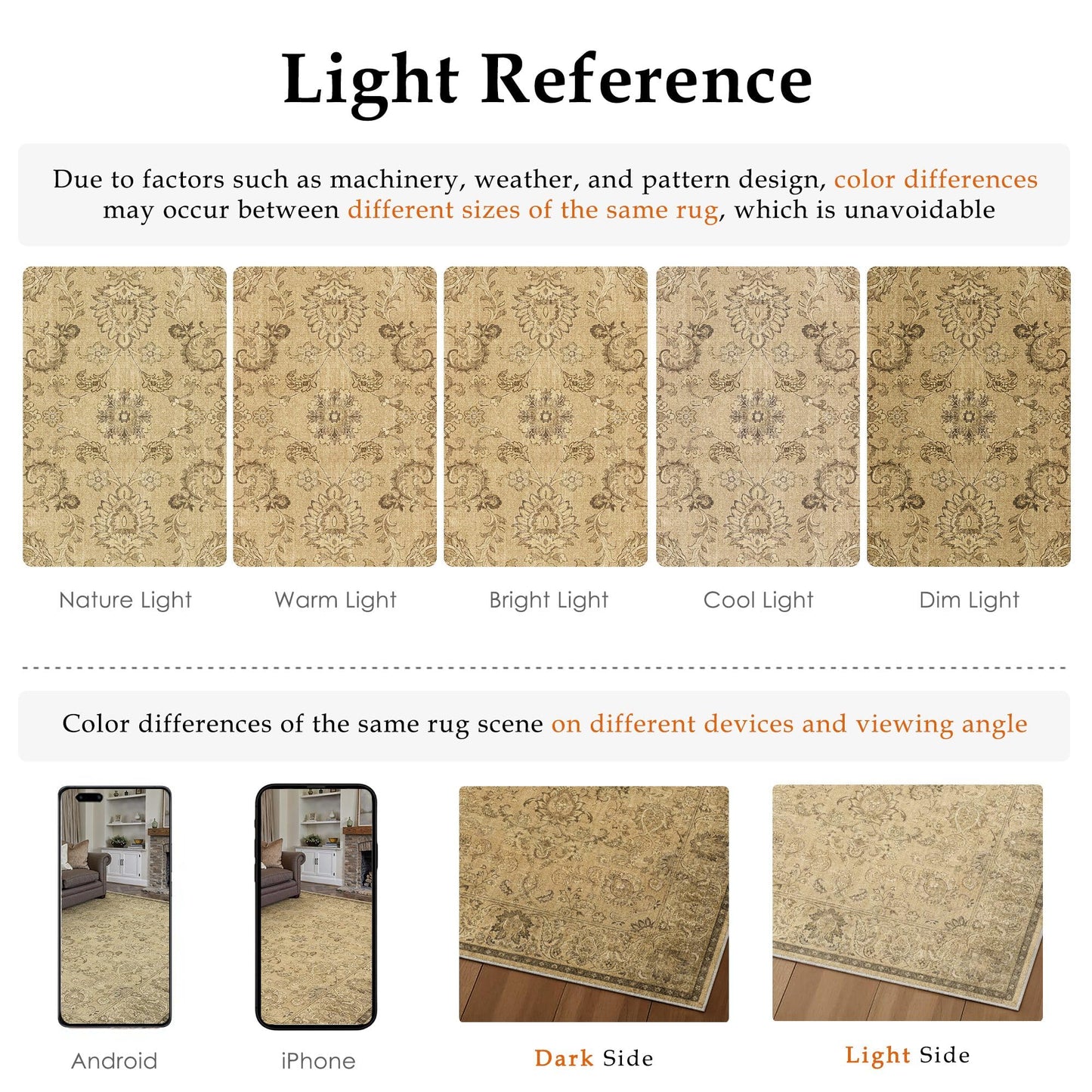 HUGEAR 3x5 Machine Washable Area Rugs Vintage Brown - Neutral Non Slip Stain Resistant Low Pile Aesthetic Throw Carpet Kids & Pet Friendly for Living Room Kitchen Dining Room Laundry