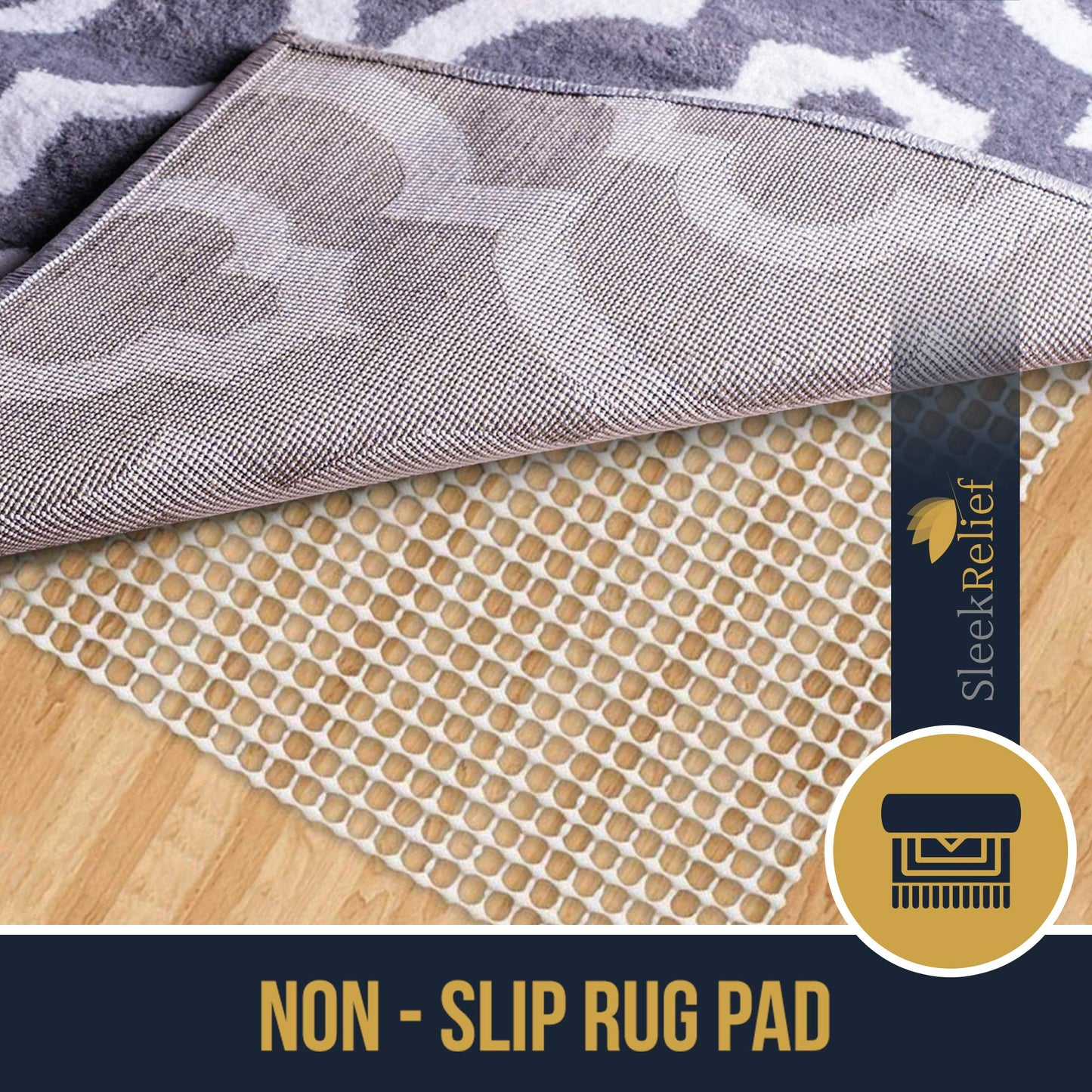 sleek relief Non-Slip Area Rug Lock Grip, for Hard Floors- Keep Rug in Place-Pads Available in Many Sizes, Provides Protection and Cushion Padding for Area Rugs and Hardwood Floors(2.6x4.6)