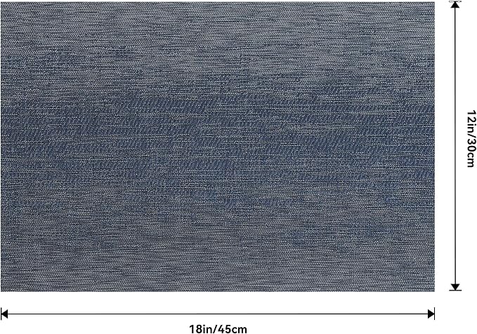 Leetaltree Denim Blue Placemats Set of 4 - Heat Resistant Non-Slip Place mats for Dining Table, Washable Durable PVC Vinyl Woven Table Mats(Denim Blue, 4)