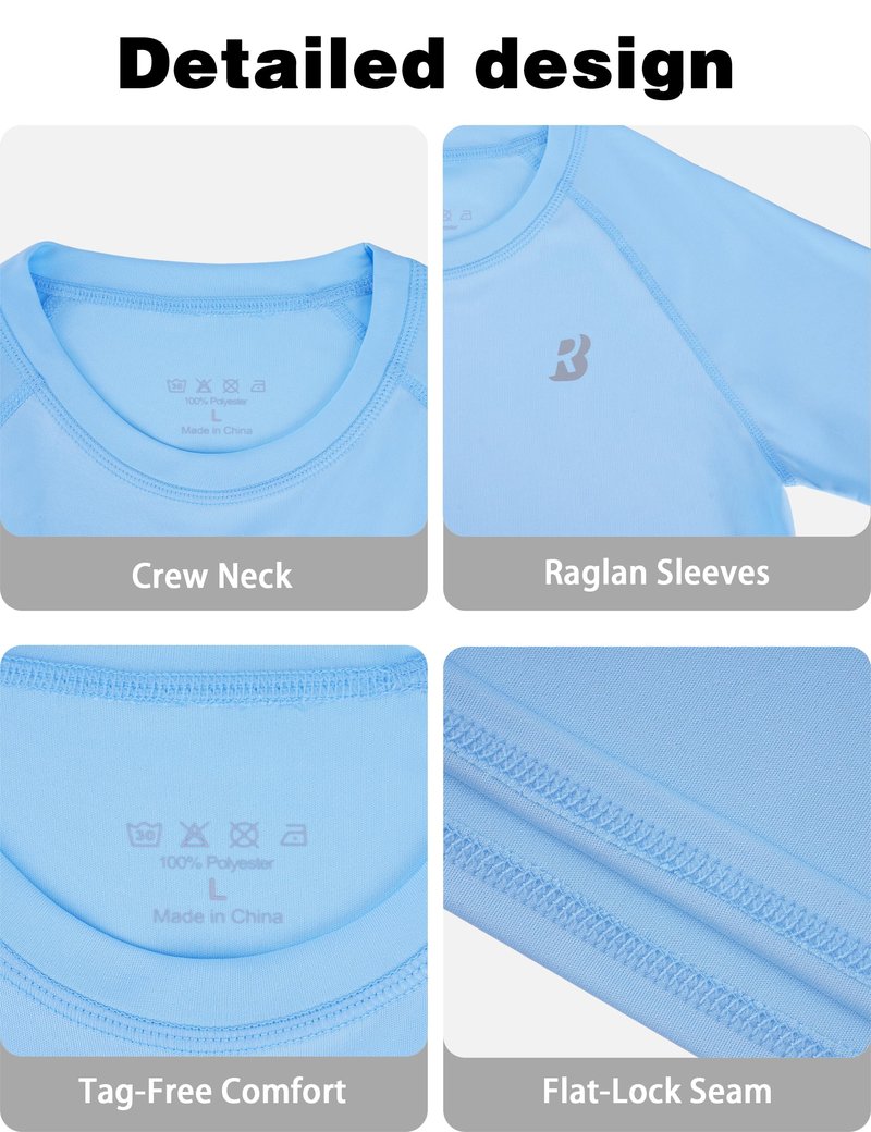 Roadbox Boys Rash Guard Swim Shirt UPF 50+ Long Sleeve Sun Protection Shirts, Kids UV Athletic Beach Quick Dry Rashguard