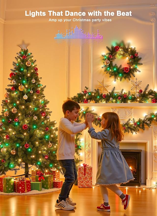 Minetom 82ft 250LED Color Changing Christmas Halloween Tree Lights, LED RGB String Twinkle Lights, 16 Milion Adjustable Colors Smart Fairy Lights with Remote & Timer for Xmas Tree Holiday Party