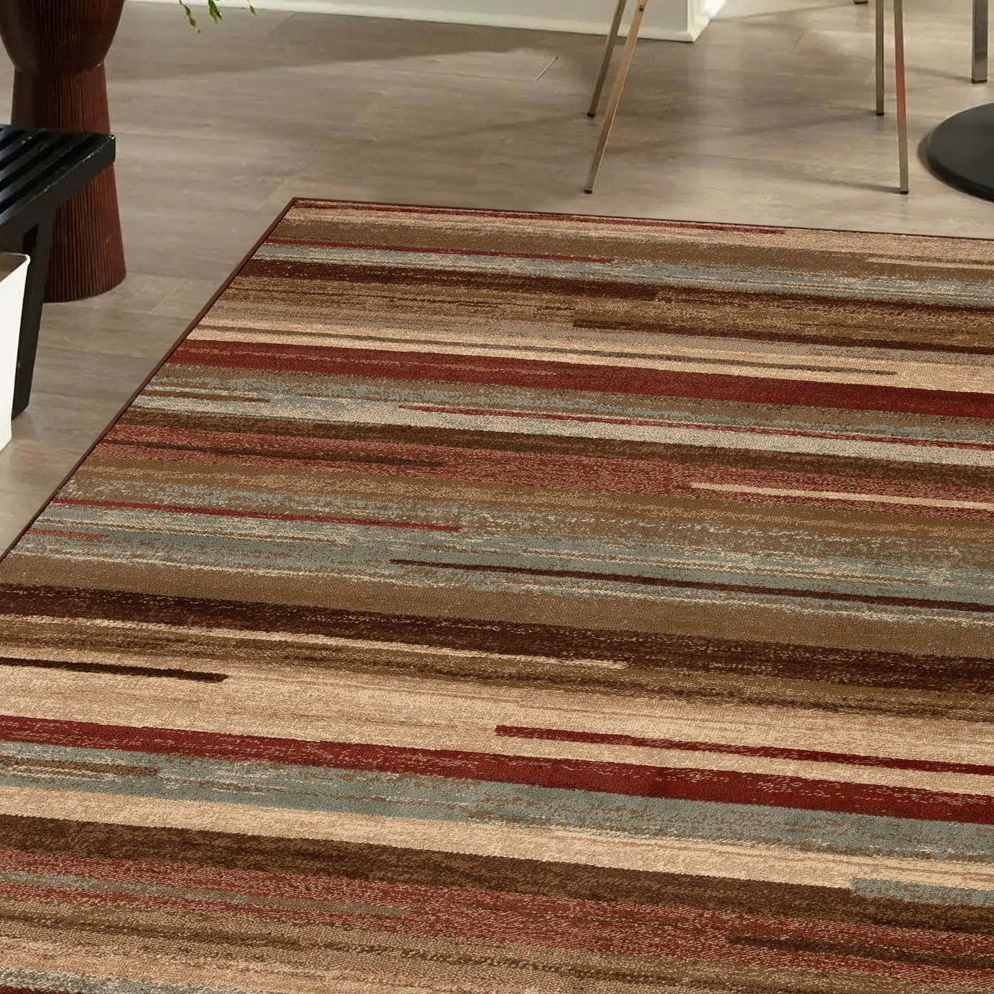 Superior Indoor Area Rug, Jute Backing, Striped Rugs for Entryway, Living Room, Kitchen Floors, Office, Plush Soft Floor Cover, Modern Abstract Rug, Fulgor Collection, 5' x 8', Beige Multi