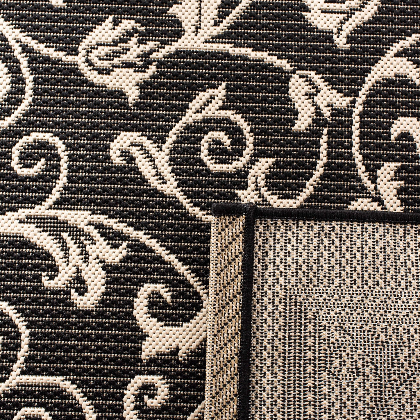 SAFAVIEH Washable Rug Outdoor Courtyard Collection - 2'7" x 5', Black & Sand, Non-Shedding & Easy Cleaning, Ideal for Patio, Backyard, Mudroom (CY2098-3908)
