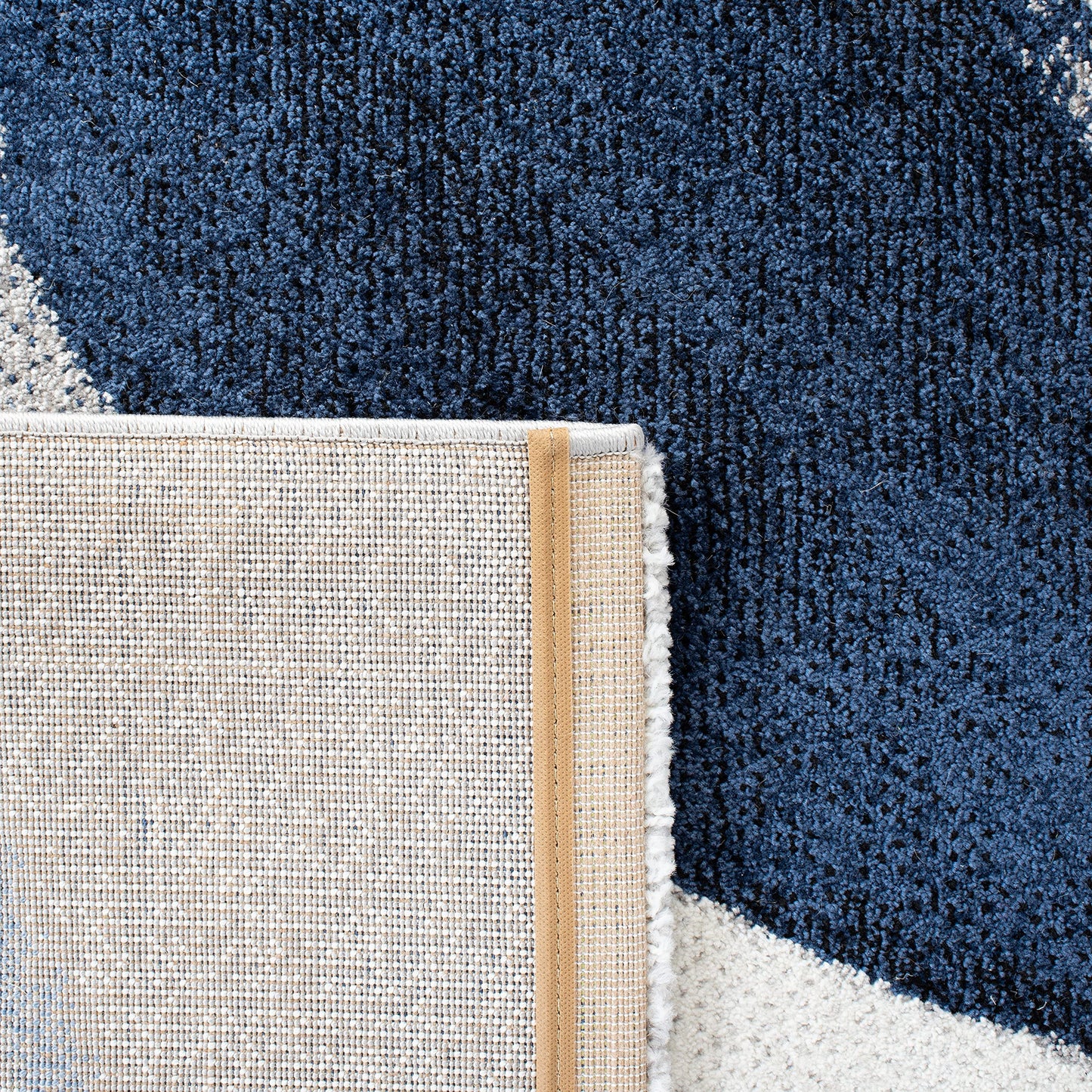 SAFAVIEH Hollywood Collection Area Rug - 8' Square, Grey & Blue, Mid-Century Modern Design, Non-Shedding & Easy Care, Ideal for High Traffic Areas in Living Room, Bedroom (HLW766F)