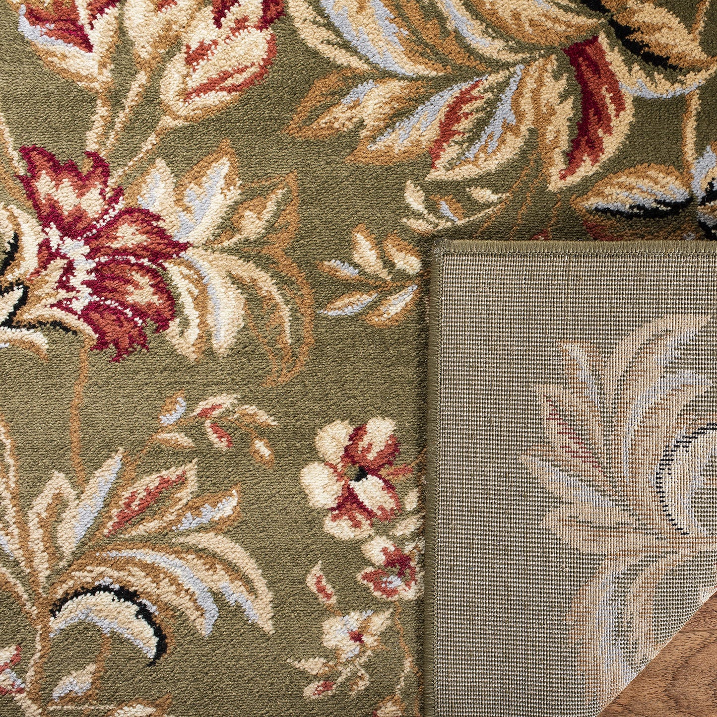 SAFAVIEH Lyndhurst Collection Area Rug - 9' x 12', Sage, Traditional Floral Design, Non-Shedding & Easy Care, Ideal for High Traffic Areas in Living Room, Bedroom (LNH326B)