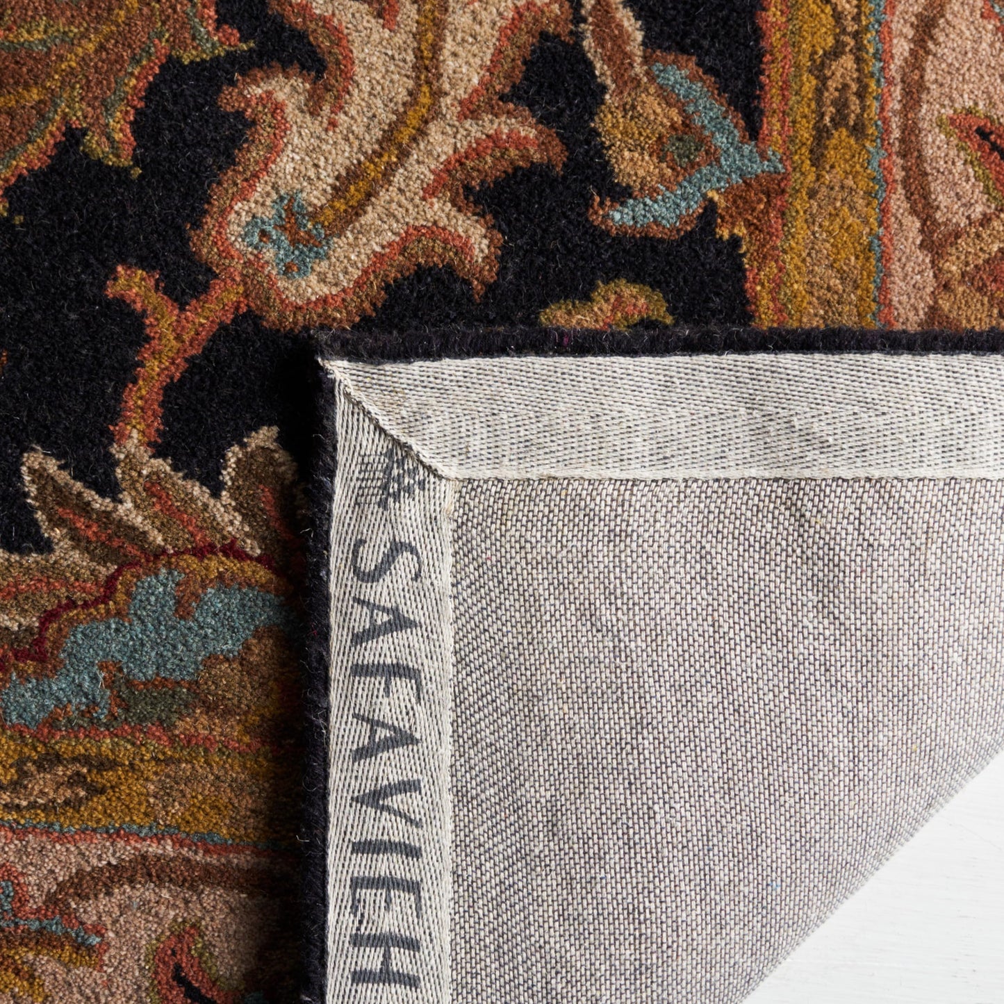 SAFAVIEH Heritage Collection Area Rug - 9'6" x 13'6", Black & Beige, Handmade Traditional Oriental Wool, Ideal for High Traffic Areas in Living Room, Bedroom (HG628B)