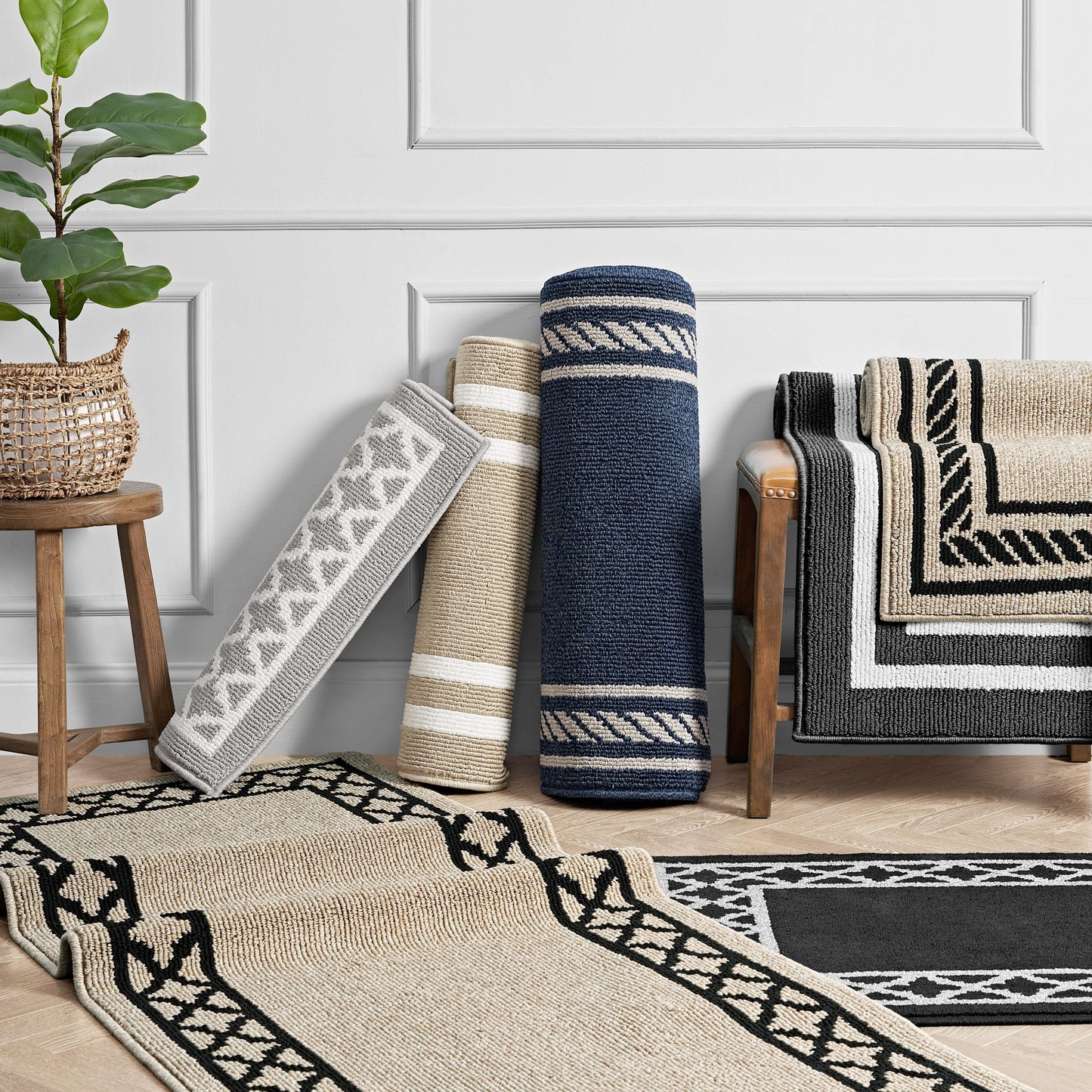 Nautica – Runner Rug | Indoor Runners for Hallways and Entry Rugs| Non-Slip and Non-Skid Entry and Kitchen Door Mat| Machine Washable Entryway Carpet Rugs | 2'2" x 8'| Trellis Beige