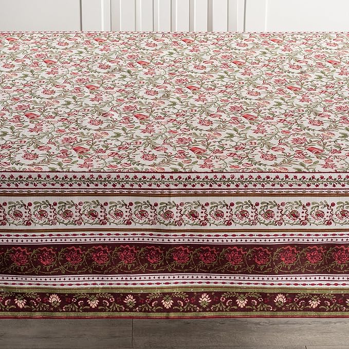 Maison d' Hermine Table Cloth Rectangle Table 100% Cotton 60 x 108 Inches Fall Tablecloth Reusable Everyday Use for Thanksgiving Christmas Decorations Dining Farmhouse Party (Reveillon Au Jardin)