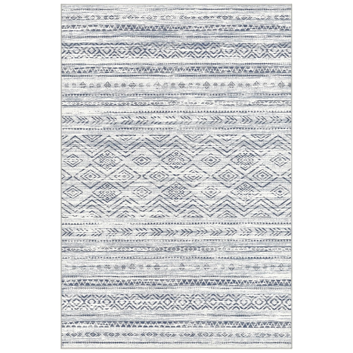 Tortania Area Rug Living Room Rugs- 10x14 Washable Large Soft Neutral Boho Moroccan Bohemian Farmhouse Rug Indoor Floor Carpet for Bedroom Under Dining Table Home Office Decor - Dark Blue