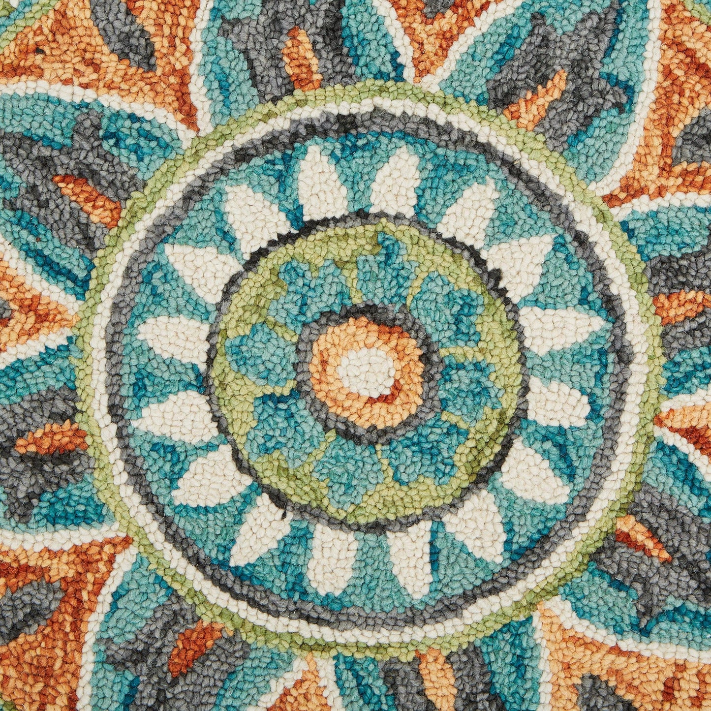 LR Home 6ft Round Indoor Wool Area Rug for Home Decor | Rugs for Living Room, Bedroom, Playroom, Entryway, Office | Hand Woven Modern Farmhouse Large Boho Area Rug for Room Decor | Rust/Teal