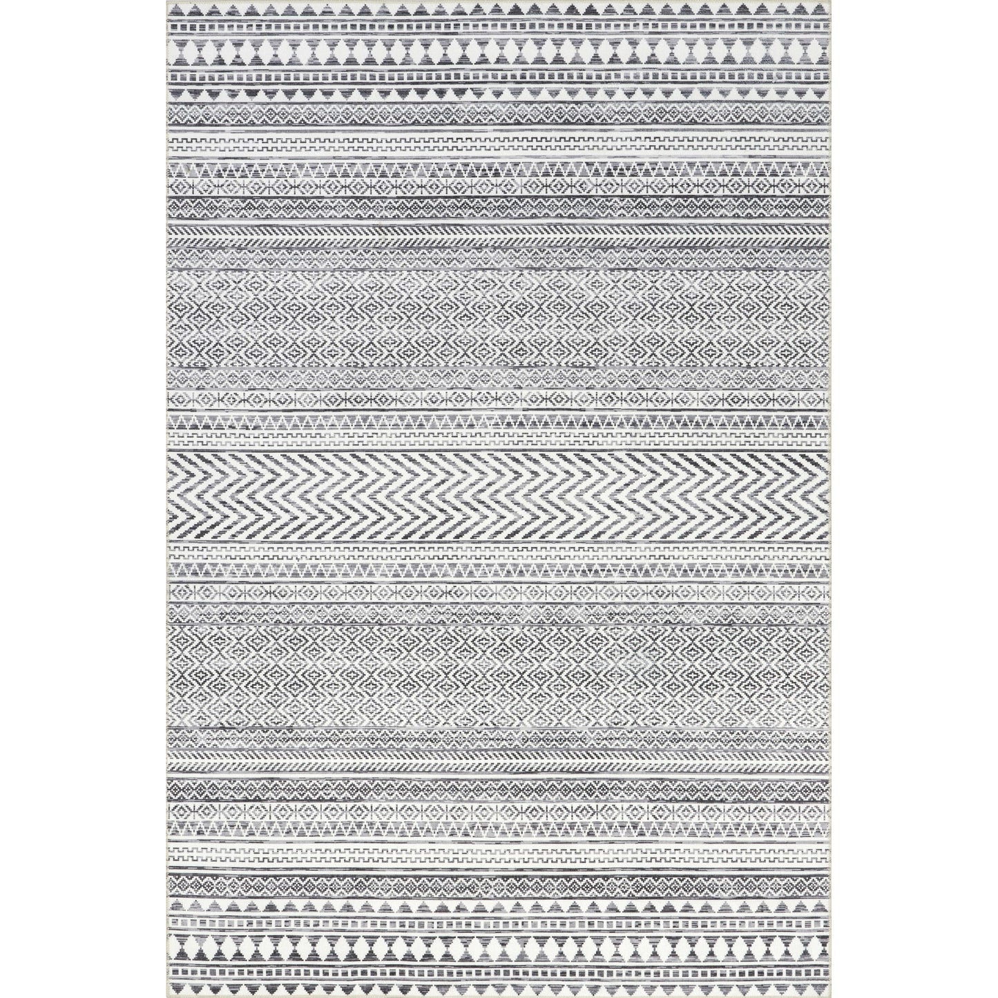 nuLOOM 6' x 9' Machine Washable Stain-Resistant Area Rug with Non Slip Backing, Low Profile for Living Room, Bedroom, and Dining Room, Kira Grey